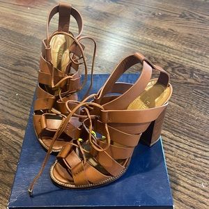 Laced up Leather Heeled Sandals